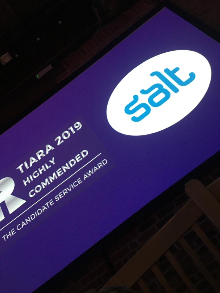 Salt 'Highly Commended' in Candidate Service at TIARA Awards 2019!