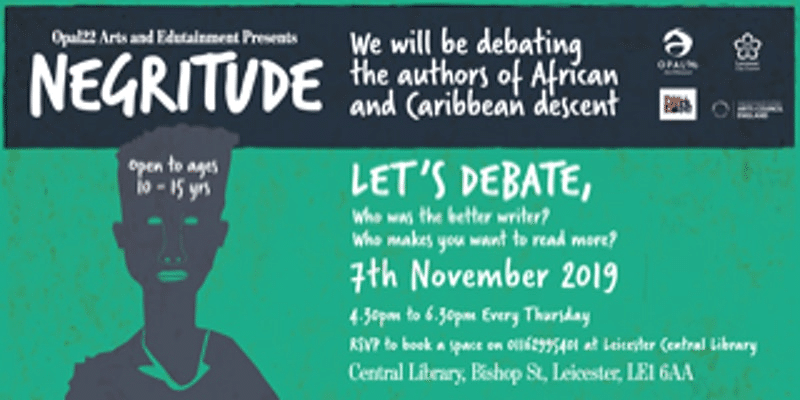 Negritude Black History Month Event Poster which includes details on the debate and attendance details