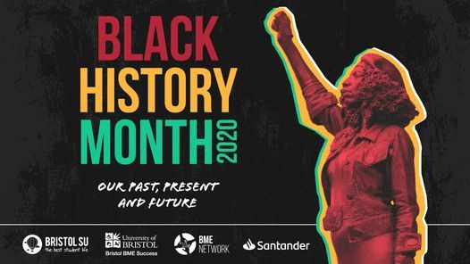 Black history month 2020 event  poster  with event sponsors